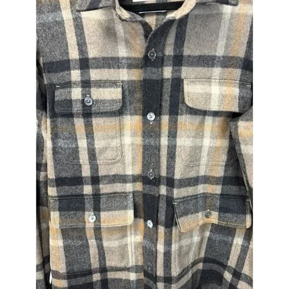 NN 07 Eddard Plaid Button-up Wool Blend Shirt Jacket Italian fabric L